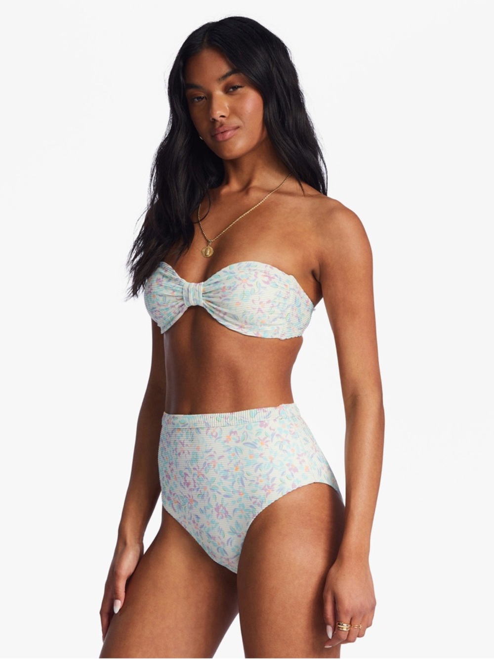 Billabong Sweet Oasis Tanlines Bandeau Top & High Retro Bikini Bottom